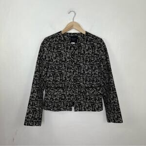 Helene Berman London Black White Zip Blazer Jacket Size Medium